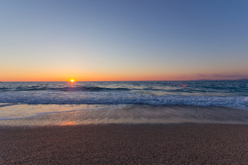 beautiful sunset in zante island