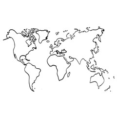 Vector world map on white background