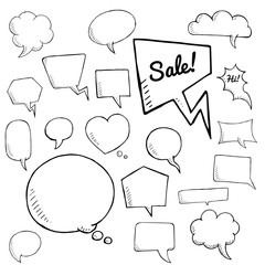 vector set of speech bubbles, group of doodle speech bubble on white background