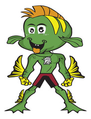 cartoon fish boy