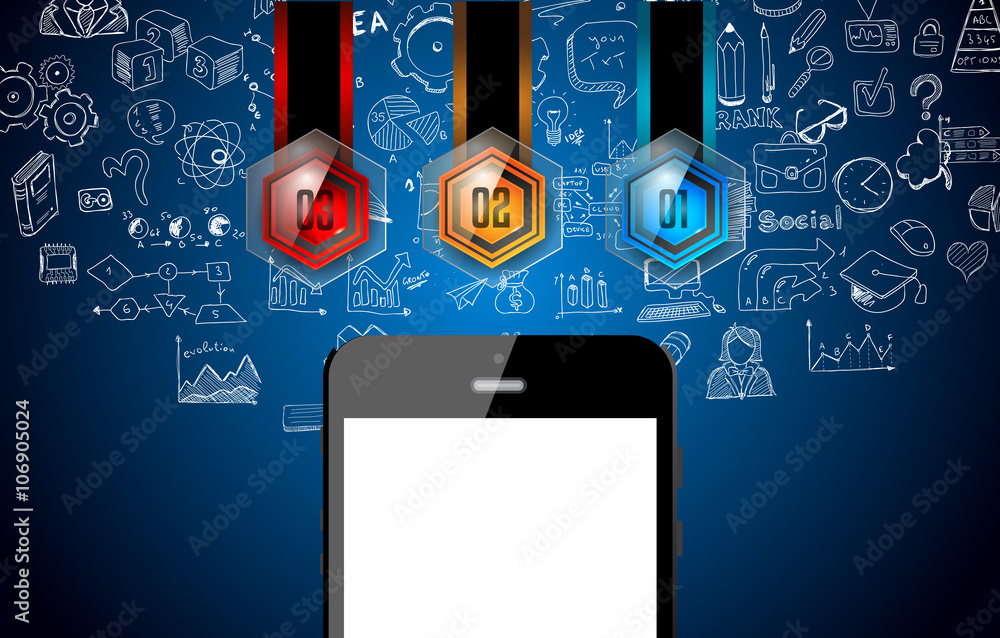 Poster infographics complex layout with option buttons and hand drawn