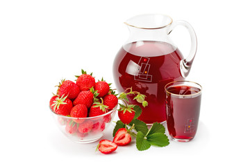 Fresh strawberries and juice.