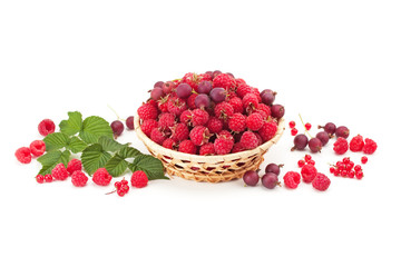 Fototapeta na wymiar sweet flavorful raspberry ,currants, gooseberries
