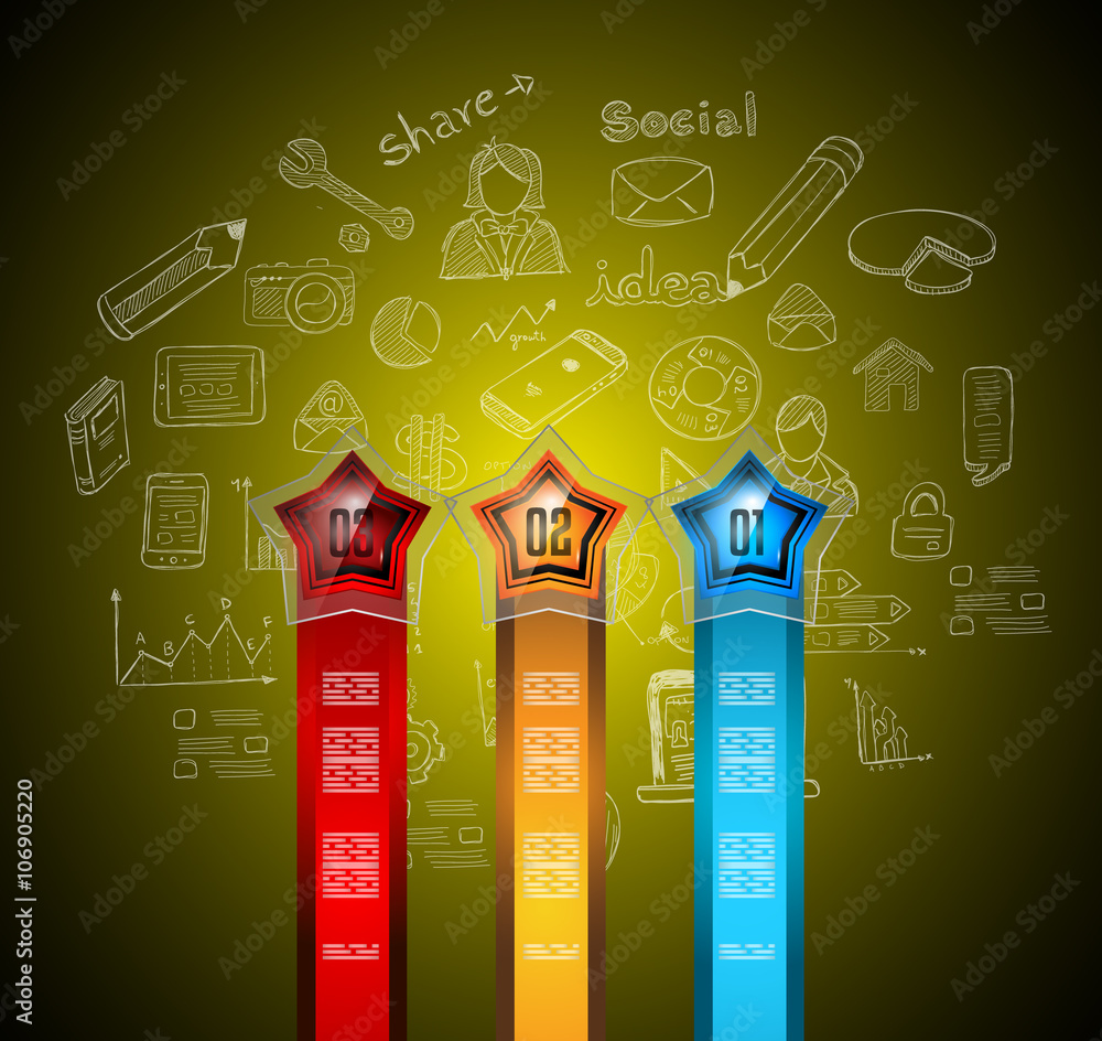 Poster infographics complex layout with option buttons and hand drawn