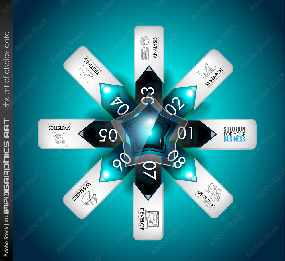 Poster infographics complex layout with option buttons and hand drawn