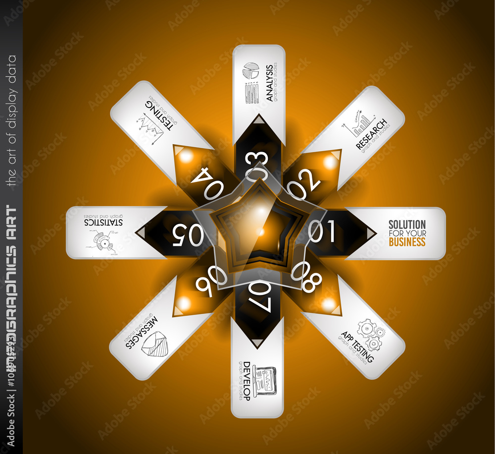 Poster infographics complex layout with option buttons and hand drawn