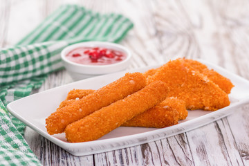 cheese sticks on a plate