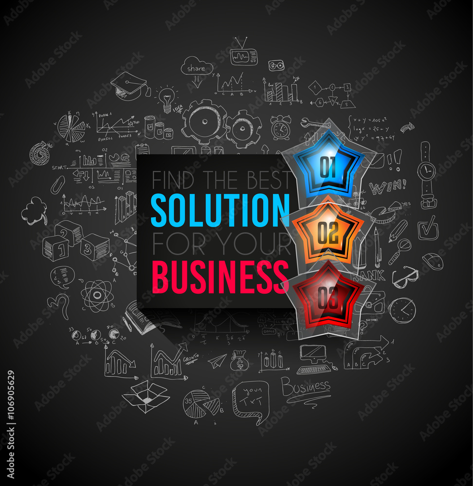Poster infographics complex layout with option buttons and hand drawn