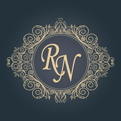 Vintage vector monogram. Elegant emblem logo for restaurants, hotels, bars and boutiques. It can be used to design business cards, invitations, booklets and brochures