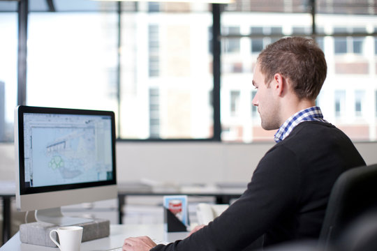 Man using computer in office