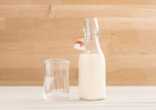 Milk in glass bottle