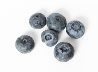 Group of fresh blueberries isolated on white background