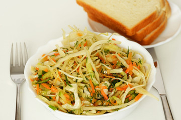 Fresh vegetable salad with cabbage and carrot