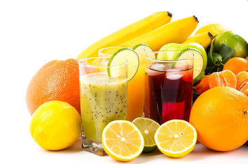 Harvest juicy fruit and berries, vector illustration isolated on white