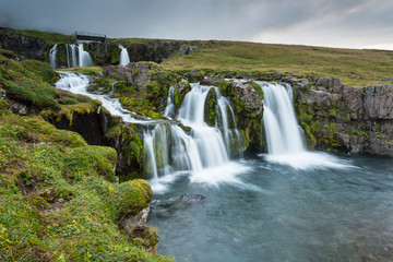 Fototapeta na wymiar Scenery of Kirkjufell waterfall, Iceland 