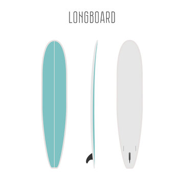 Vector surf long board with three sides