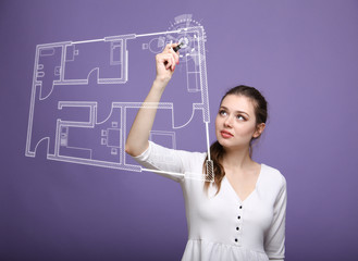 female architect working with a virtual apartment plan