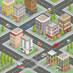 Isometric Cityscape. Isometric Buildings. Isometric Houses. Isometric Architecture