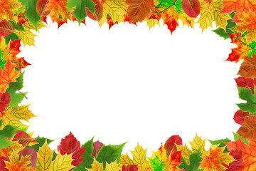 Background with autumn leaves and empty place in the center for