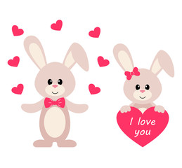 lovely bunny with heart set