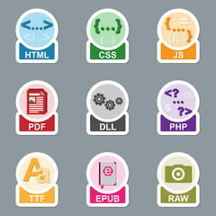 Fototapeta premium Set of file type icons