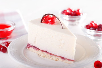 piece of cake with currant on the table