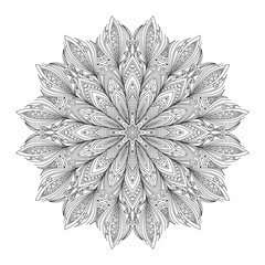 Vector Beautiful Deco Monochrome Contour Mandala