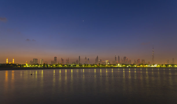 Downtown Dubai, Jumeirah Beach at night, United Arab Emirates