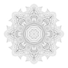 Vector Beautiful Deco Monochrome Contour Mandala