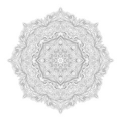 Vector Beautiful Deco Monochrome Contour Mandala
