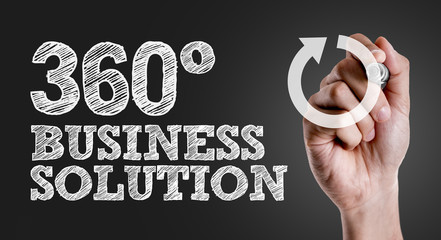 Hand writing the text: 360 Business Solution