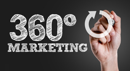 Hand writing the text: 360 Marketing