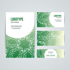 Set of vector design templates. Business card with floral circle ornament. Mandala style.