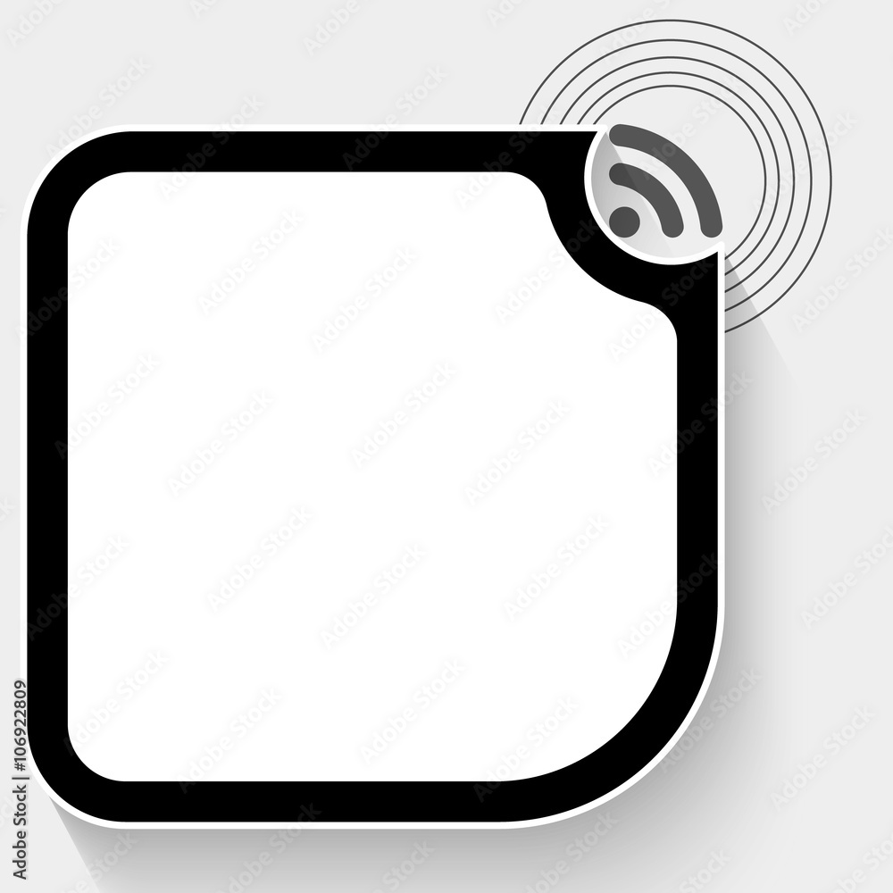 Poster black text box for your text and feed icon