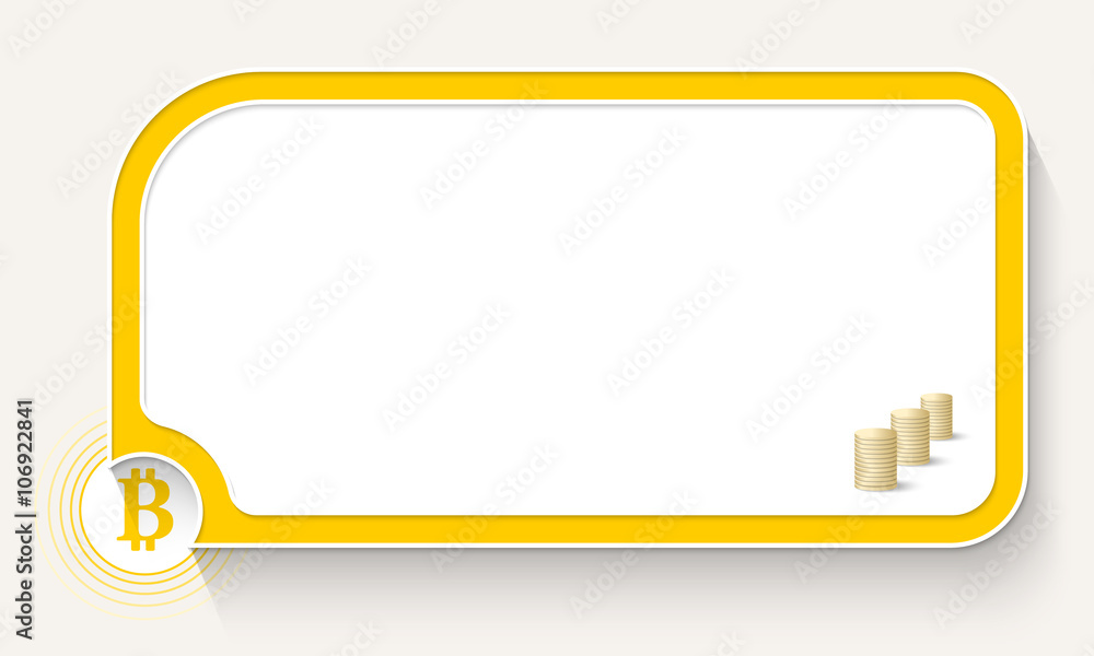 Poster yellow text box for your text and bit coin symbol