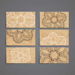 Fototapeta premium Set of vector design templates. Business card with floral circle ornament. Mandala style.