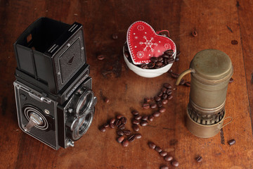 coffee and vintage camera