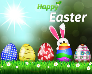 Happy Easter Rabbit And Eggs
