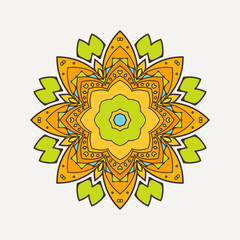Vector mandala. Mehndi lace tattoo. Oriental weave with sharp corners. 