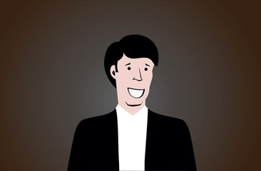vector image of a young happy businessman.