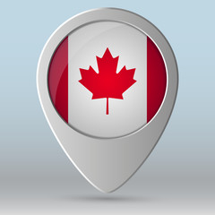 Map pointer Flag of Canada, vector illustration.