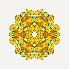 Vector mandala. Mehndi lace tattoo. Oriental weave with sharp corners. 