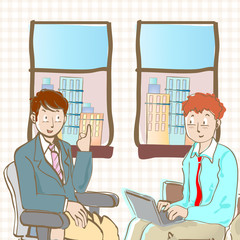 vector image of business people at office.