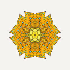 Vector mandala. Mehndi lace tattoo. Oriental weave with sharp corners. 