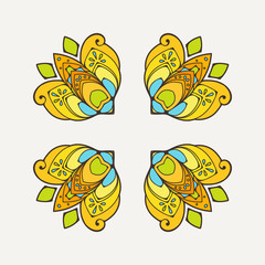 Vector mandala. Mehndi lace tattoo. Oriental weave with sharp corners. 