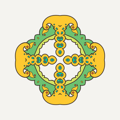 Vector mandala. Mehndi lace tattoo. Oriental weave with sharp corners. 