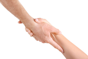 Fototapeta premium Handshake of friendship isolated on white