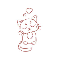 Cute cat character. Satisfied fed kitten.