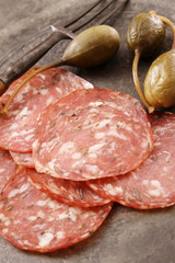 cured meat and salami selection