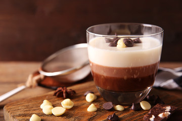 Layered dessert with chocolate crumbs